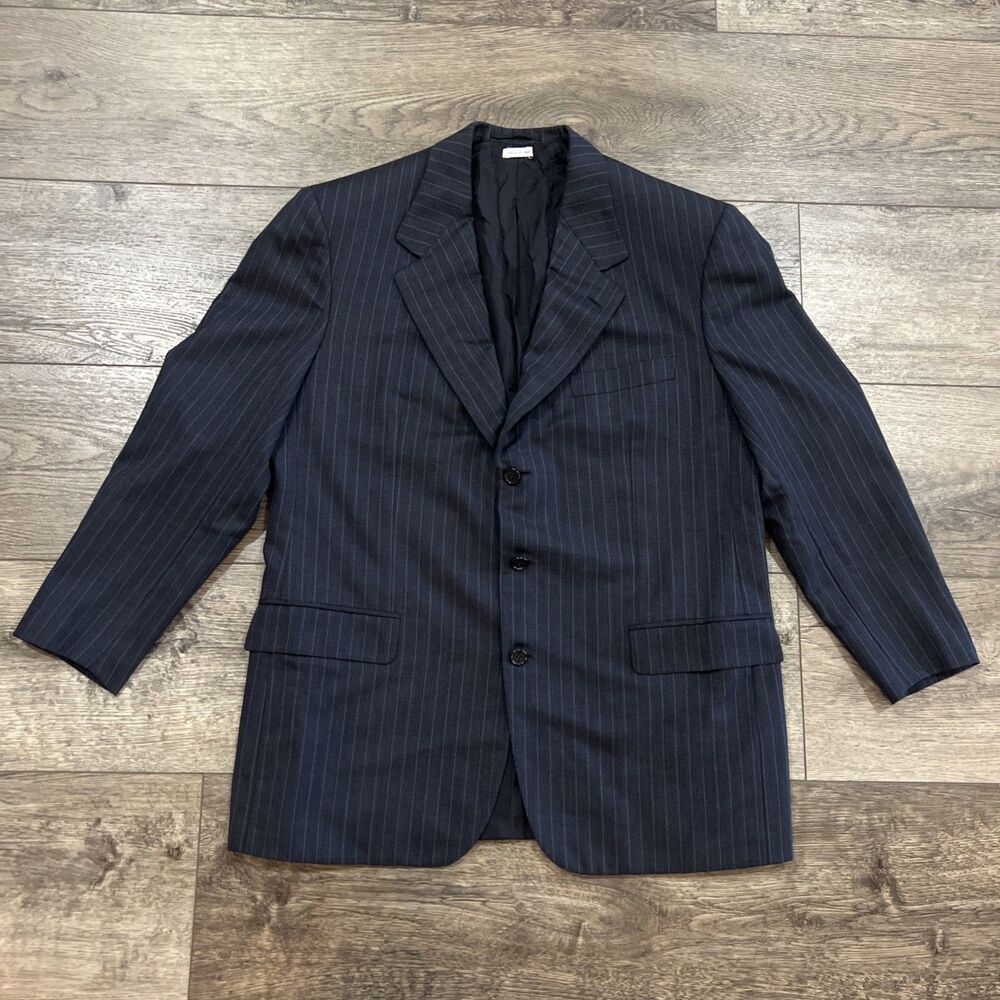 Vintage 90s Brioni Saks Fifth Avenue Navy Pinstripe Wool Sport Coat Blazer 42R